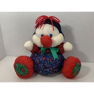 Dan Dee plush nylon Christmas penguin candy cane print outfit red blue green